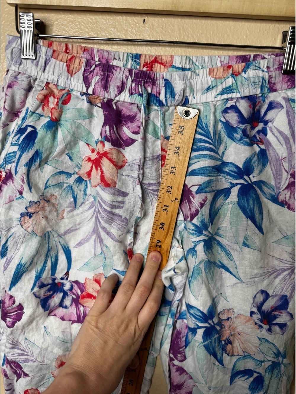 Tommy Bahama Women’s XS 100% Linen Pants Tropical Floral Drawstring Resort - Picture 2 of 7